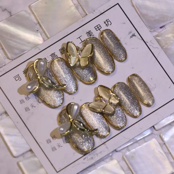 silver glitter nails - Dreamall