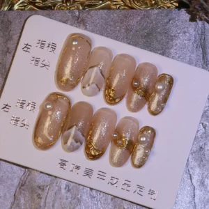 nude nails with glitter - Dreamall