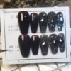 black nails with rhinestones - Dreamall